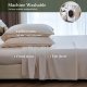 100% Viscose from Bamboo Sheet Set 4Pcs Cooling Soft Breathable Rayon Bed Sheets,Luxury Silky Feel Bedding(1 Flat Sheet 1 Fitted Sheet 1 Pillowcase)-Beige,Twin