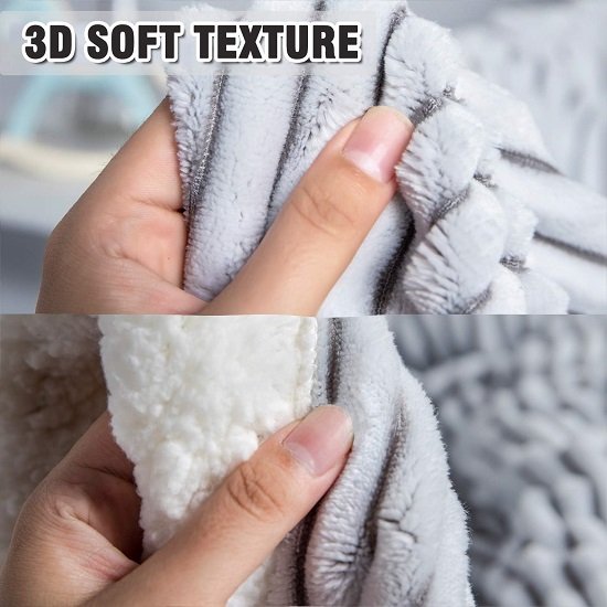 Blanket Fleece Throw – 51x63, Grey & White – Soft, Plush, Fluffy, Fuzzy, Warm, Cozy, Thick – Perfect for Couch, Bed, Sofa, Chair - Reversible Throw Blanket