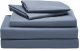Super Soft Cooling Queen Bed Sheets Set 4 Piece - Easy Care Fitted Flat Sheet & Pillowcase Sets - Wrinkle Free, Fade Resistant, Deep Pocket 16" (Flint Blue, Queen)