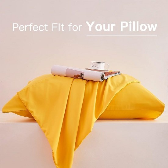 Pillow Cases Queen - Yellow Slip Pillow Cases for Hair and Skin 2 Pack 20x30 inches,Soft Chill & Breathable Pillow Cover with Envelope Closure