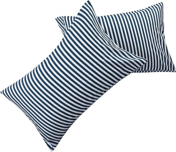 6 Piece Printed King Size Bed Sheets, Extra Soft Brushed Microfiber 1800 Bedding Pattern Sheets, Deep Pocket, Wrinkle & Fade Free, Navy Pinstripe