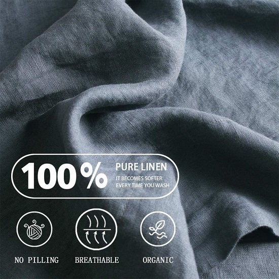 100% Linen Pillowcases Set of 2 Natural Linen Pillow Cases Coconut Buttons Closure Flax Pillowshams Grey,King 20"x 40"