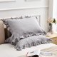 Ruffle Grey Pillow Cases Set of 2 Queen Size Pillow Shams, Shabby Pillow Cover Washed Cotton Farmhouse Pillowcases 20"x30"
